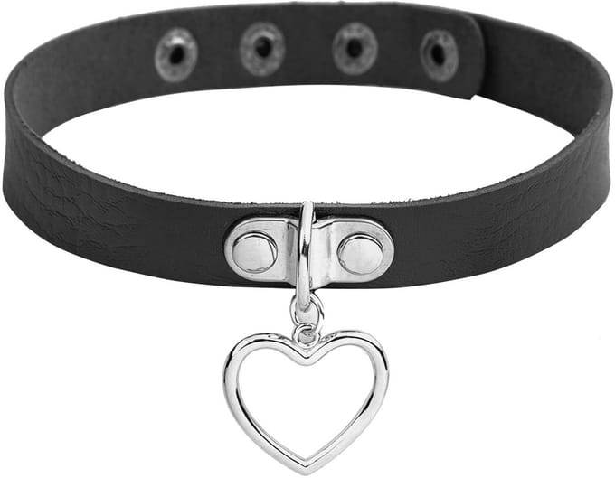 Dailygoods - Punk Rock Choker Dames met Hart Hanger - Verstelbare Leren Halsband