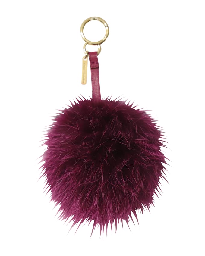 Fendi Pom Pom Tascharme in Paarse Bont