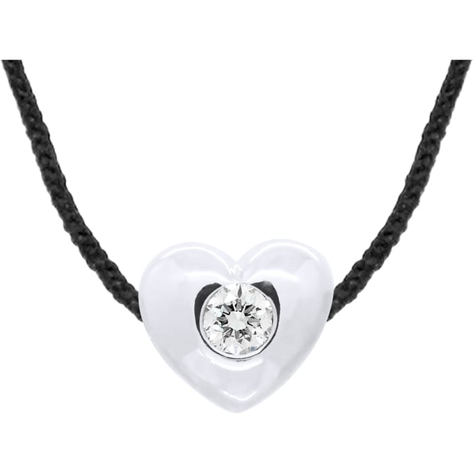 Diamond Necklace COEUR 0.050 CTS Nylon Black 925