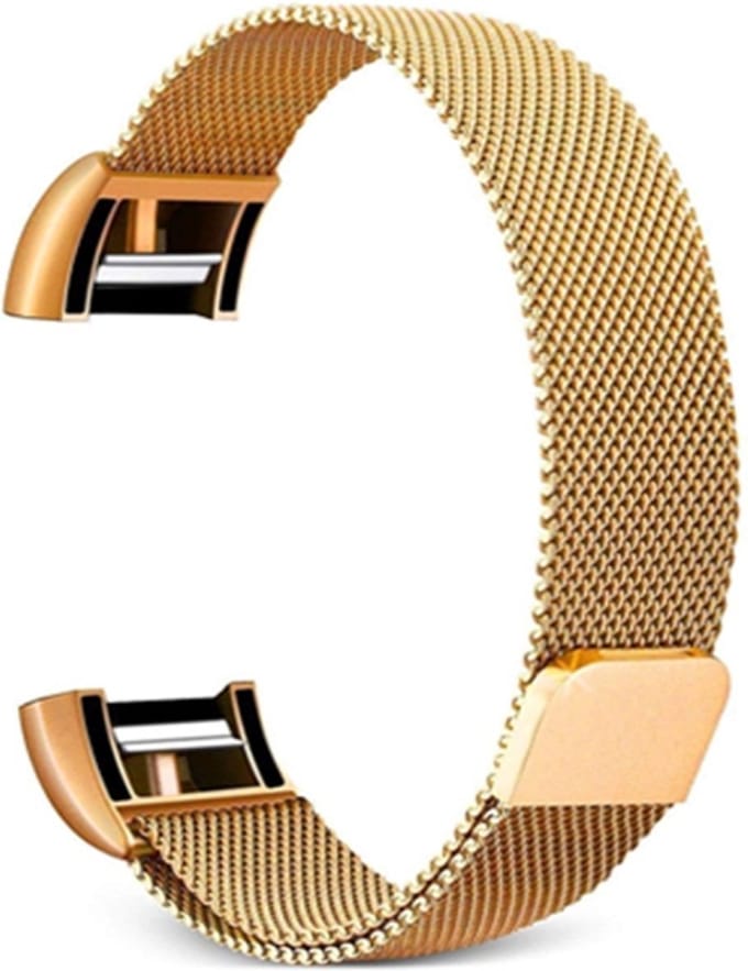 Milanees bandje - geschikt voor Fitbit Charge 2 - maat M/L - goud