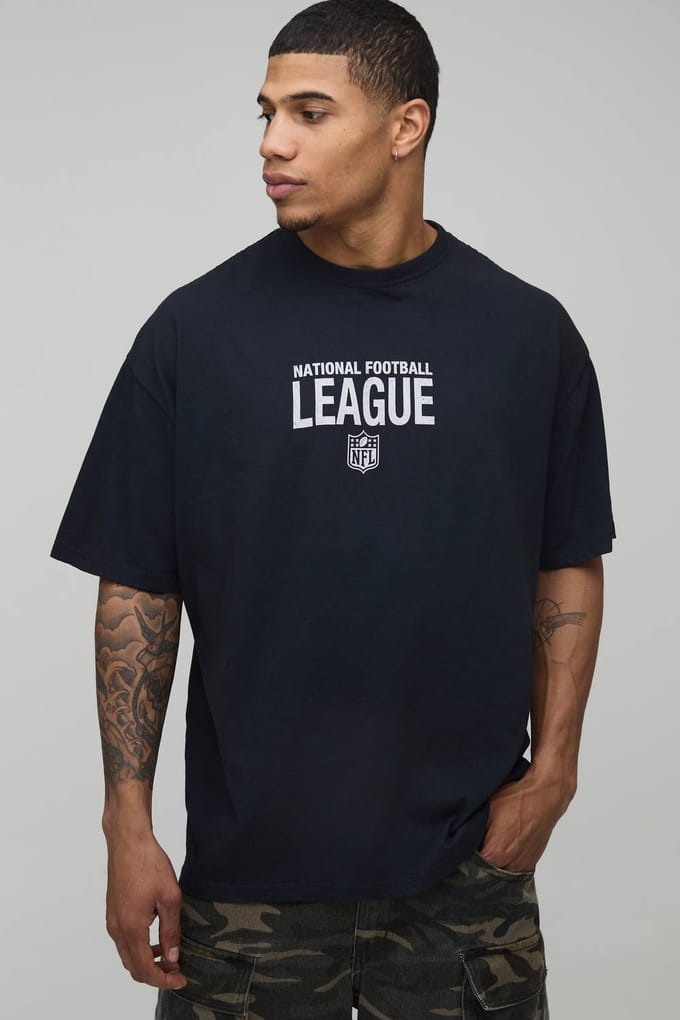 Oversized NFL Gelicentieerd Bedrukt T-shirt | Black | Size Medium