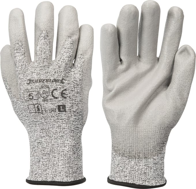 Silverline Snijbestendige werkhandschoenen - PU-coating - Maat 10 - Heavy-Duty
