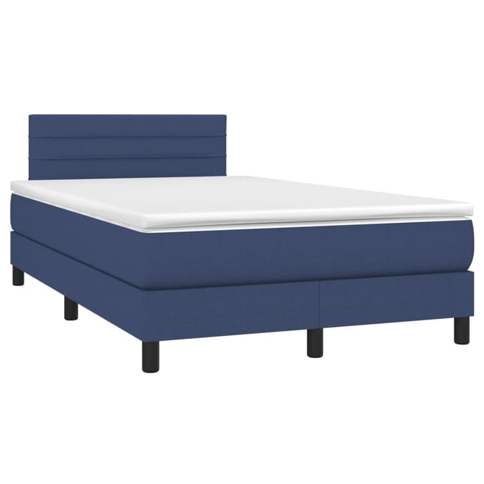 vidaXL - Boxspring - met - matras - en - LED - stof - blauw - 120x200 - cm