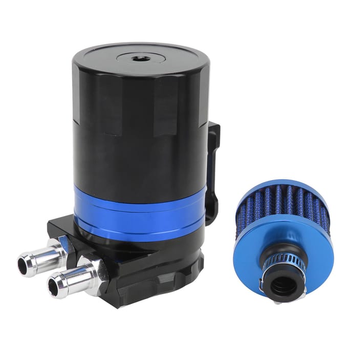 Auto Olie Opvangtank Interne Schotten Dubbele Kamer Filter Aluminiumlegering Motorbescherming Universeel blauw