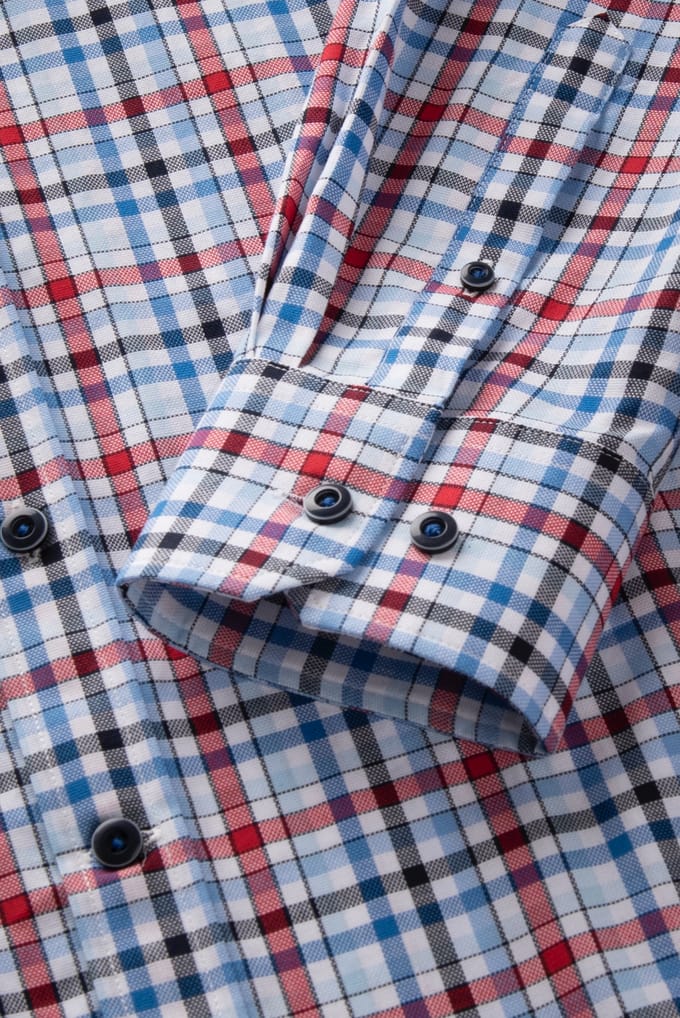 Bugatti Herren Casual overhemd met moderne ruitjes