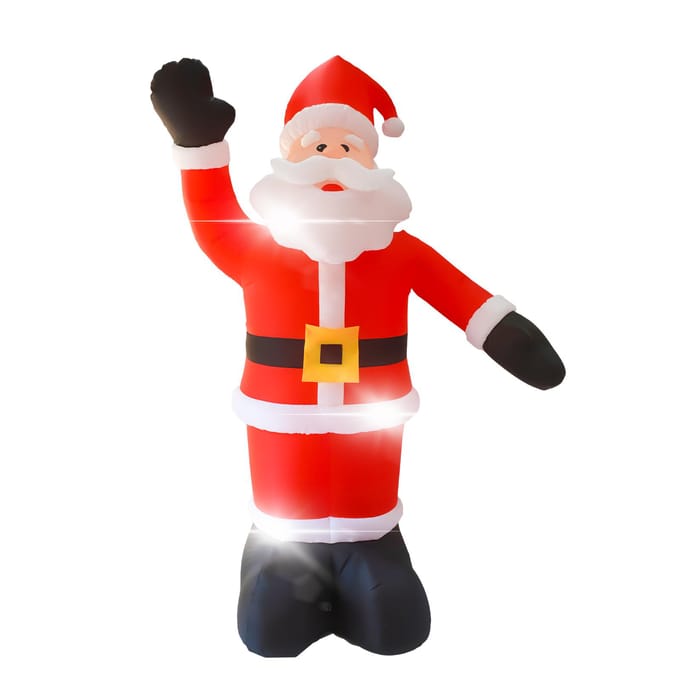 8FT Tall Christmas Springkussens Kerstman Waterdicht 9 LED Light Up Giant Opblaasbare Kerstman met EU Plug rood