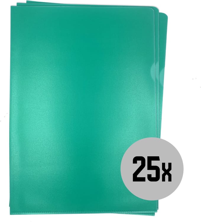 DULA - L-mappen - Insteekmappen - A4 - Groen - Nerf - 25 stuks - L-Map