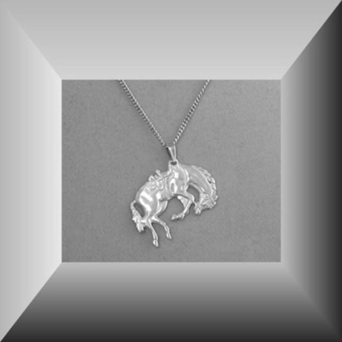 Hetty'S - Grote hanger - van een bokkend Rodeo paard - van echt zilver