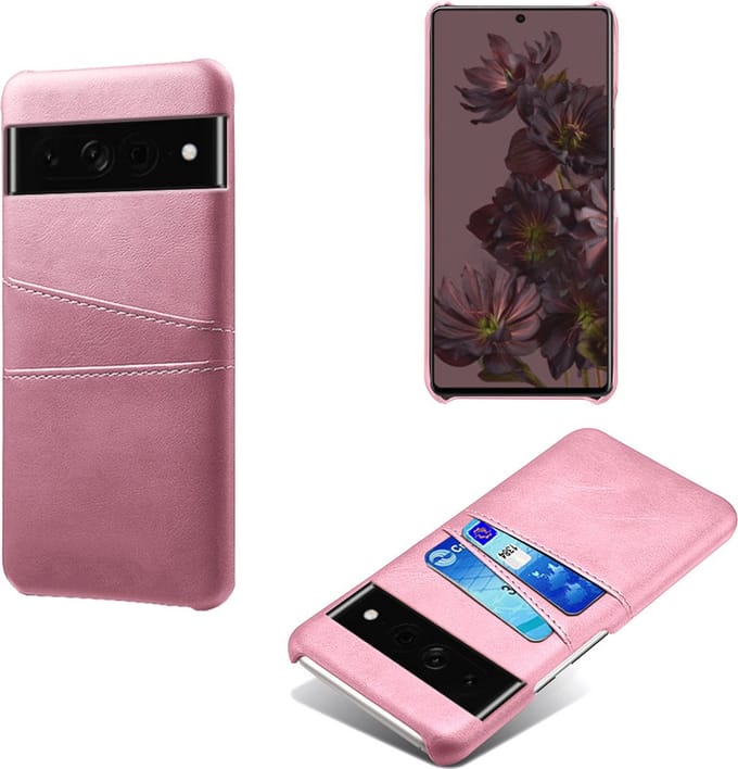 Hybride Back Cover met Opbergvakjes + Glas Screenprotector voor Google Pixel 7 Pro _ Roze Goud