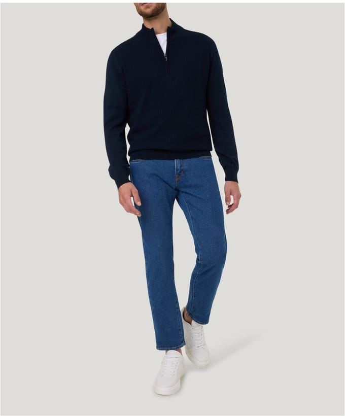 Pierre Cardin zip-pullover donkerblauw