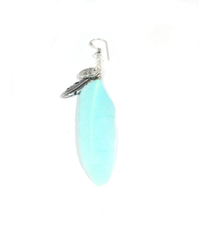 Heaven Eleven - oorbel - met veer soft blauw