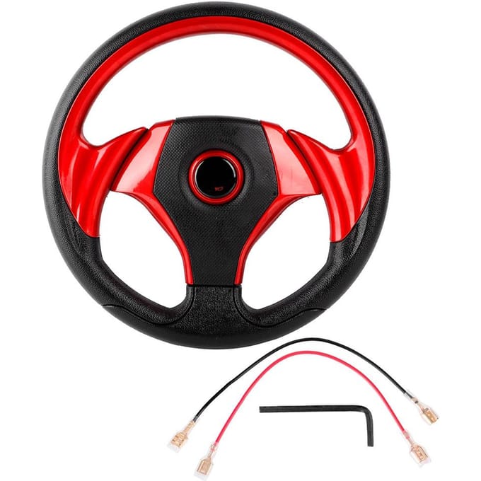 Volant Sport Racing Drift Universel en Cuir PU 13 pouces 320mm Rouge red