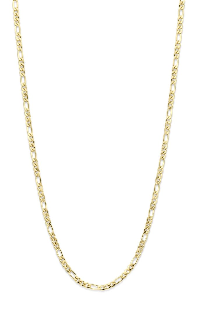 Mori Gold Filté 3,0mm breed collier, Figaro schakel, goud gevuld 1/20