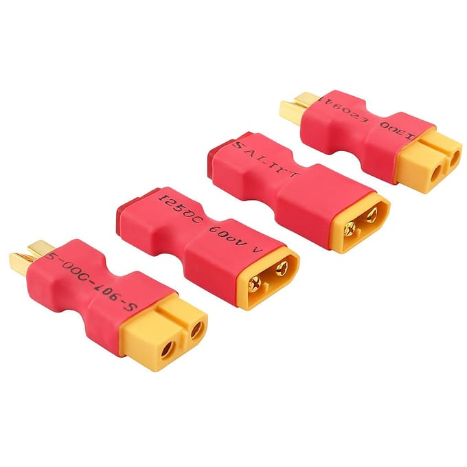2 Paar XT60 naar T-Plug Deans Adapter – Universele RC Drone Connector – Duurzaam en Betrouwbaar voor Batterijconversie rood