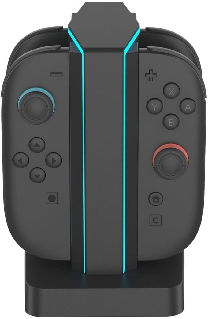 Turqero - Joy-Con Oplader - Nintendo Switch 2 - voor 4 Joy-con Controllers - met RGB Verlichting
