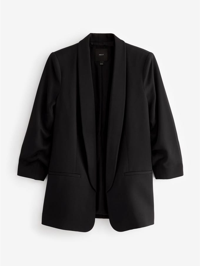 Next - Dames - Ruimvallende blazer met ruches aan de mouwen - Zwart
