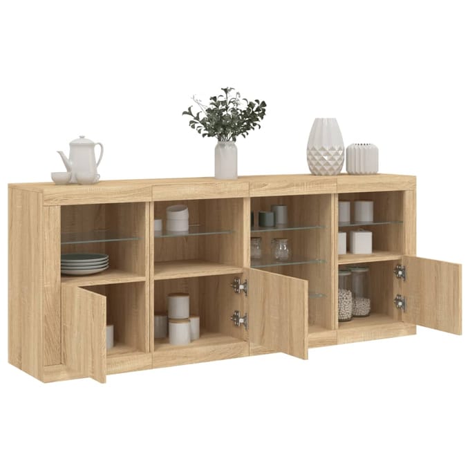 vidaXL - Dressoir - met - LED-verlichting - 164x37x67 - cm - sonoma - eikenkleurig