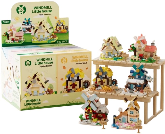 Bouwstenen set molens – 6 stuks in display