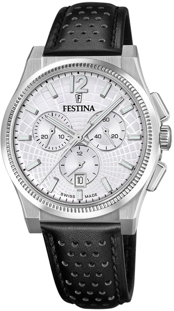 Festina Swiss Made F20060/1 Rivé Heren Chronograaf Zilveren Wijzerplaat