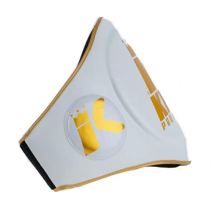 King Pro Boxing (KPB) Belly Pad – White/Gold – Coach Belly Protector voor Kickboksen & Muay Thai -
