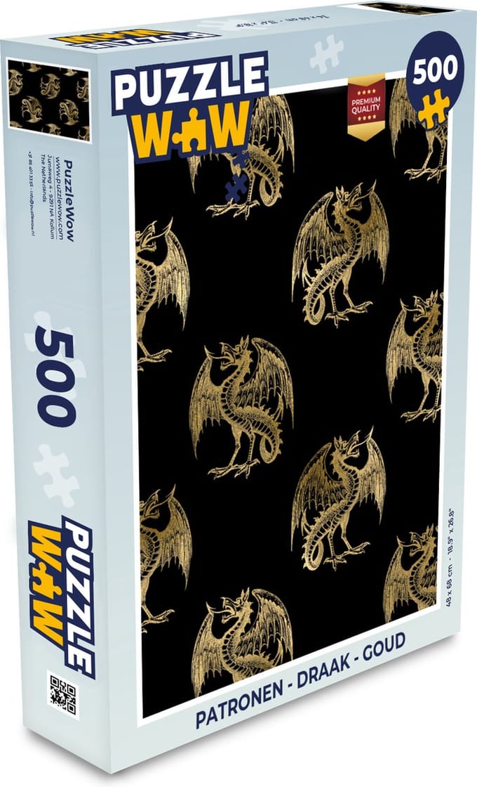Puzzel Patronen - Draak - Goud - Legpuzzel - Puzzel 500 stukjes