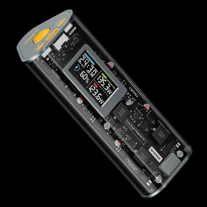 SHARGE Shargeek 170 - 24000 mAh Power Bank - Waterdicht - Smart Display - 170W Max Output - 140W Max Input - Grey