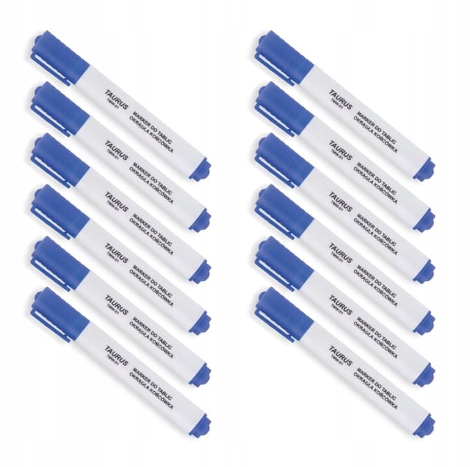 12 stuks blauwe whiteboardmarkers, ronde punt 1-3 mm