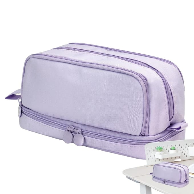 Draagbare Etui Draagbare Etui met Grote Capaciteit met Vakken Esthetische Pennenzak Opbergtas voor Schrijfwaren Voor white