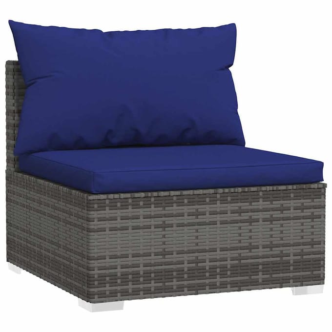 vidaXL - 4-delige - Loungeset - met - kussens - poly - rattan - grijs
