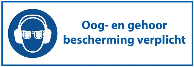 Oog- en gehoorbescherming verplicht tekststicker 200 x 75 mm