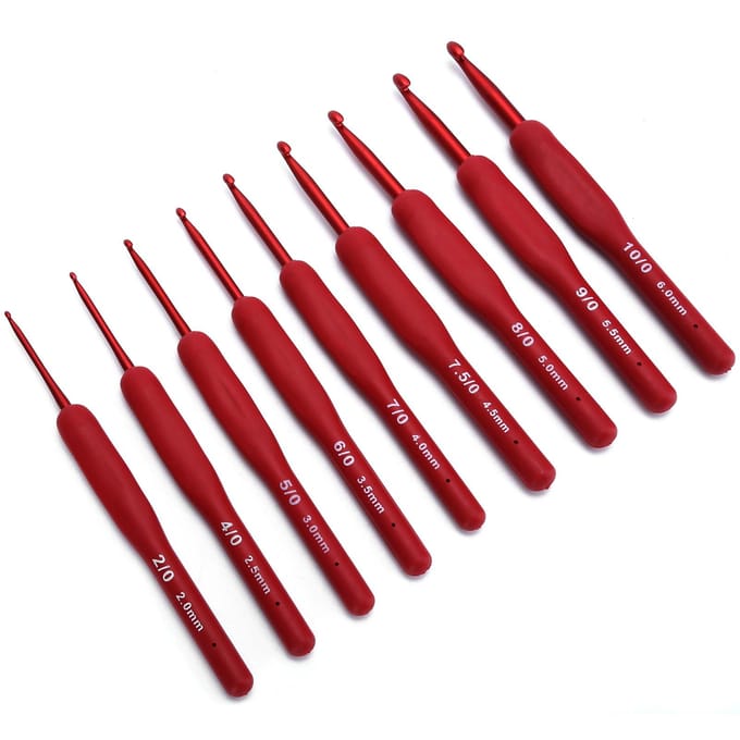 9 Stuks Ergonomische Haaknaald Trui Naaigaren Rode Handgreep Handwerkaccessoires Breigereedschap red