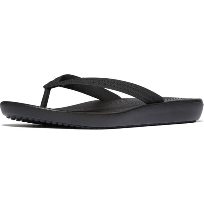 FitFlop Iqushion Mens Textured-Strap Flip-Flops Heren Slippers - Zwart