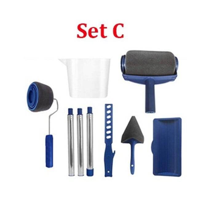 Multifunctionele muur decoratieve verfroller Hoekborstelhandvat Tool DIY Huishoudelijk Eenvoudig te bedienen schilderborstelset Set C