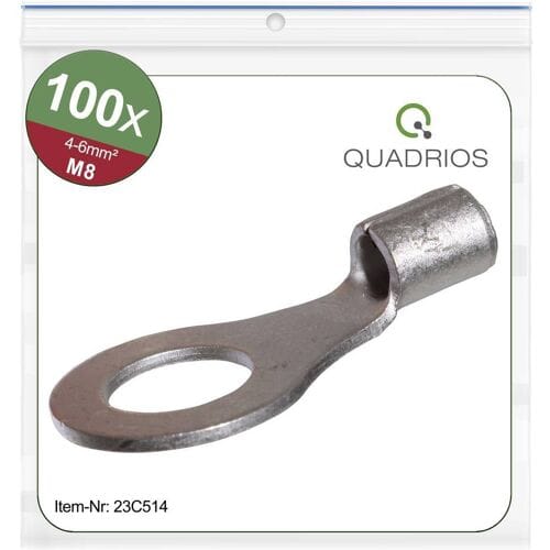 Quadrios 23C514 Ringkabelschoen Dwarsdoorsnede (max.): 6 mm² Schachtdiameter: 8.5 mm Ongeïsoleerd 100 stuk(s)