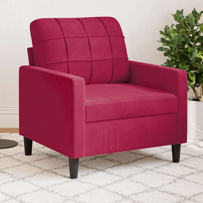 vidaXL - Fauteuil - 60 - cm - fluweel - wijnrood