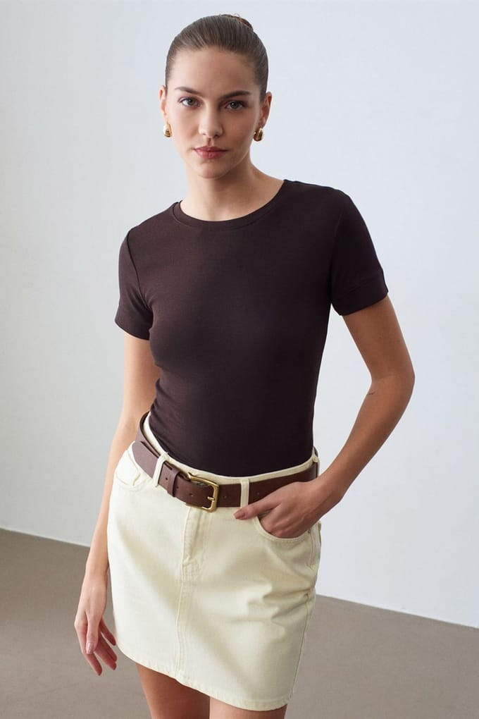 Dames Slim Fit Crew Neck T-Shirt