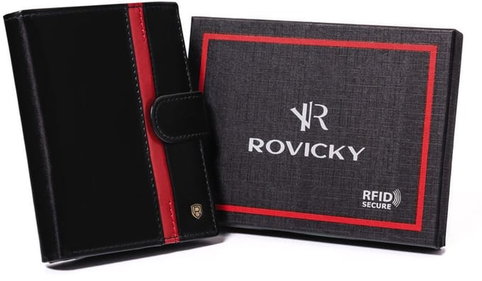 Rovicky - Lederen Herenportefeuille - RFID Bescherming - Verticaal - Elegant