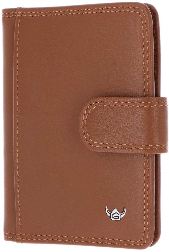 Golden Head Leren kaarthoes Polo RFID Protect Kartenetui mit Riegel 4516 Cognac bruine
