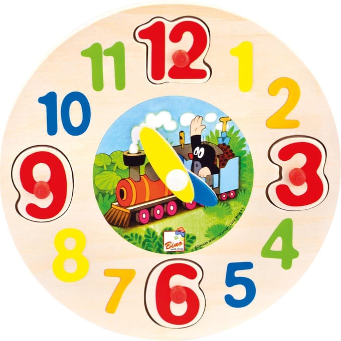 Bino Leerklok Mole Junior 20 X 2 Cm Hout Naturel