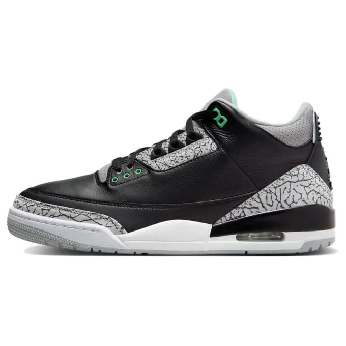 Air Jordan 3 Retro Green Glow Heren Sneakers Zwart Wolfsgrijs Wit CT8532-031 46