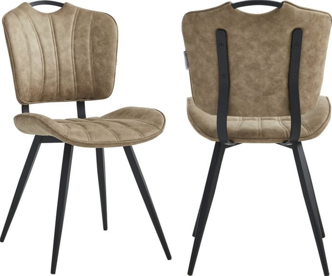 Colenis® - Rondo Eetkamerstoel - Set van 2 - Sand - Microvezel - Microfiber - Industrieel - Design