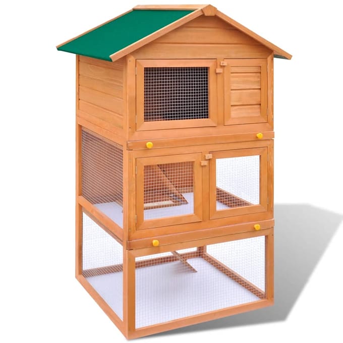 vidaXL - Buitenkonijnenhok - Houten - Kooi - 3 - Lagen