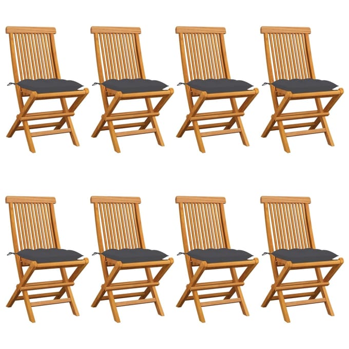 vidaXL - Inklapbare - stoelen - 8 - st - met - antracietkleurige - kussens