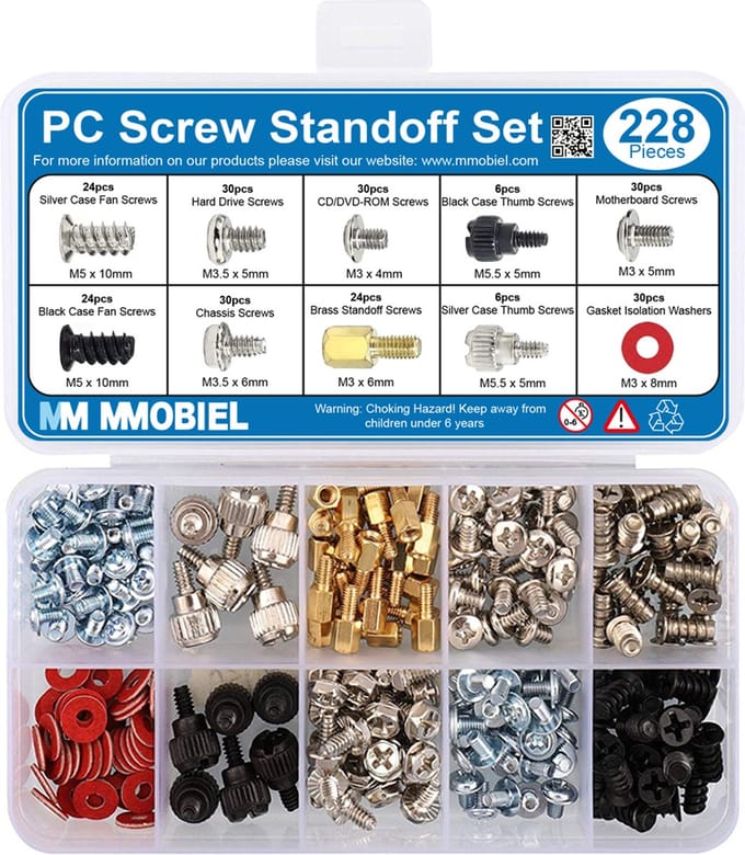 MMOBIEL 228st. PC Schroef Afstand houder Set voor Computer Behuizing Harde Schijf