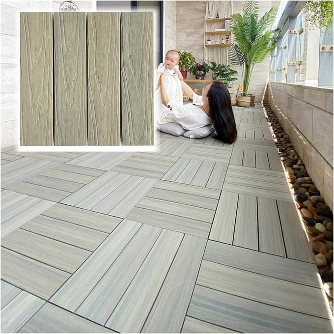 Terrastegels Composiet - Houten Tegels - Buiten Leven - Waterdicht Antislip - 30x30 cm - Natuurlijk