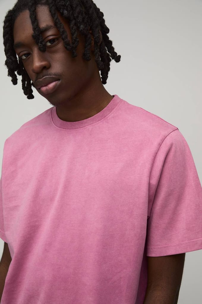 Essential Gewassen Boxy Heavyweight T-shirt | Washed Pink | Size Medium