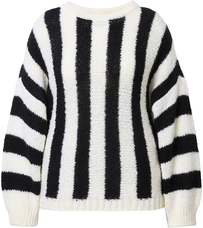 Studio Untold - Dames - Trui oversized verticale strepen - Zwart - Maat 54+