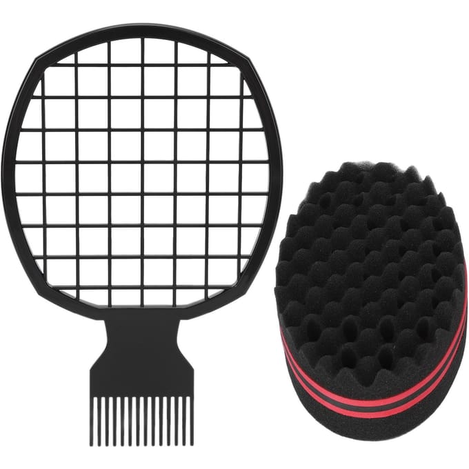 Haar Twist Kam Spons Set Thuis Salon Professioneel Draagbaar Afro Haar Spons Krul Kam Styling Tool black