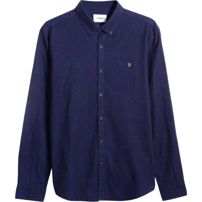 Farah Herenoverhemd met knopen, standaardpasvorm (Echt blauw)