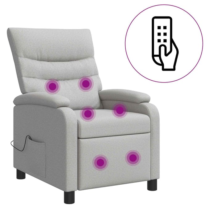 vidaXL - Massage - Relaxstoel - Wolkgrijs - Stof